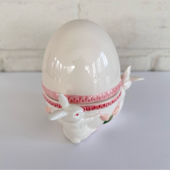 Fitz and Floyd Candy Jar Lidded Container Bunnies with Easter Egg Japan - Picture 10 of 11